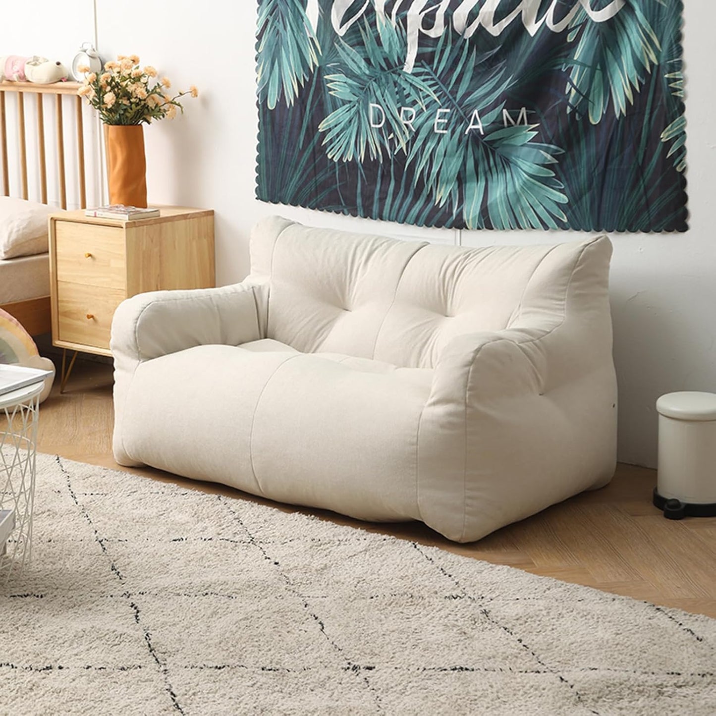 Sofá reclinable doble para dormitorio, balcón, ocio, compresión al vacío, relleno de esponja extraíble y lavable.