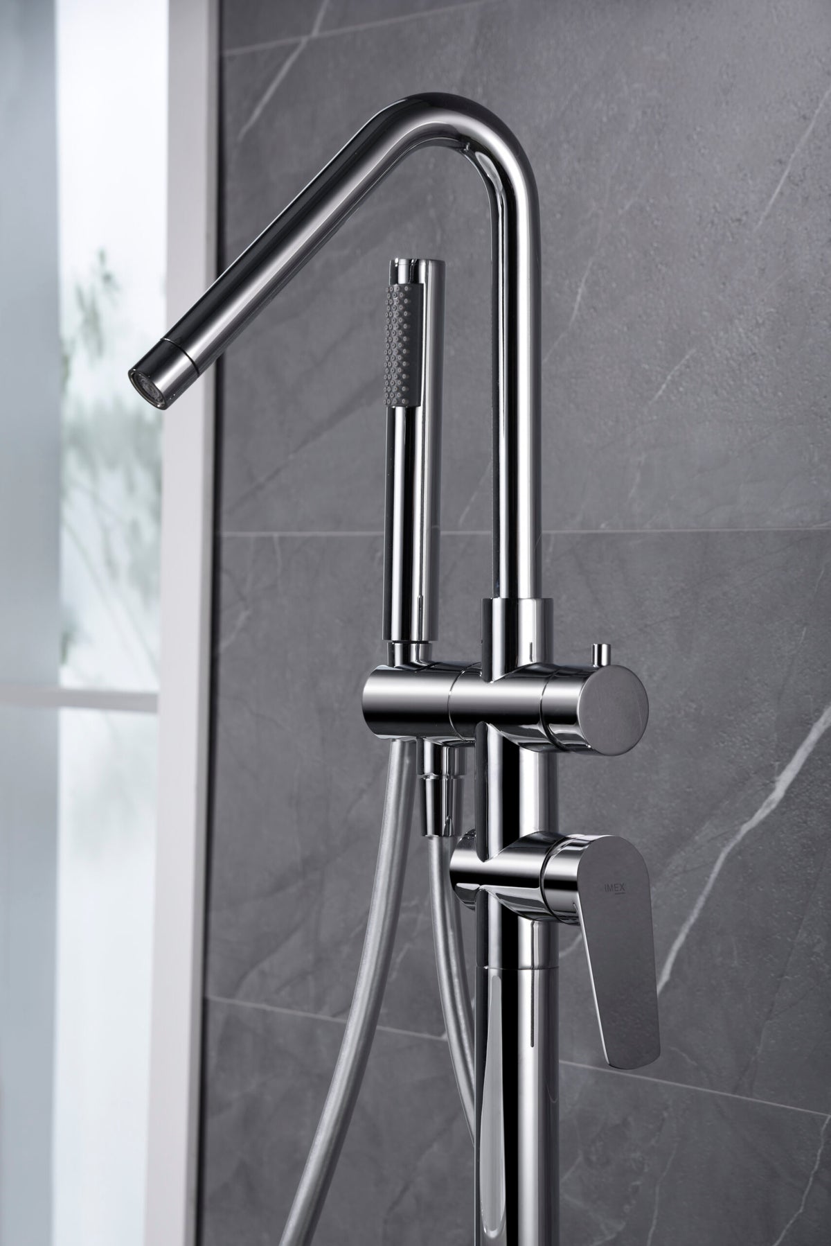 Chrome Freestanding Bathtub Faucet Modern Design, view 3