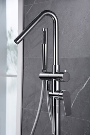Chrome Freestanding Bathtub Faucet Modern Design, view 3