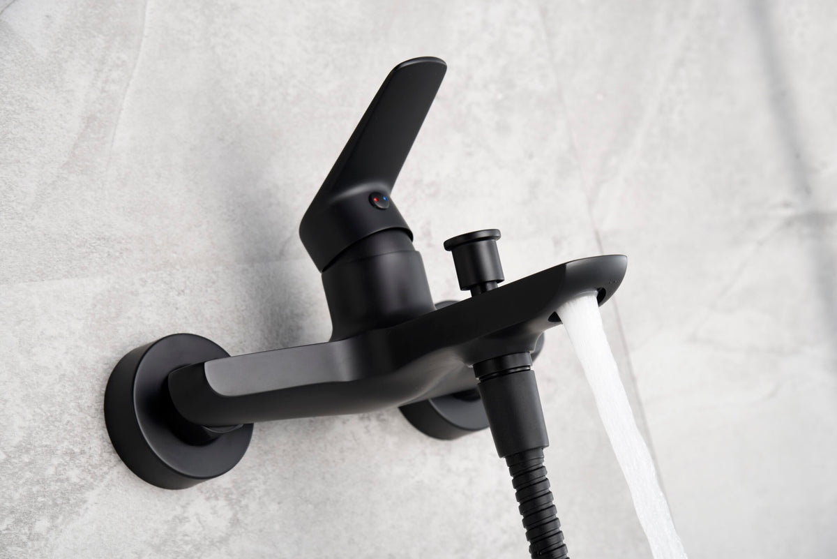 Matte Black Shower Faucet Set Modern Bathroom, view 3