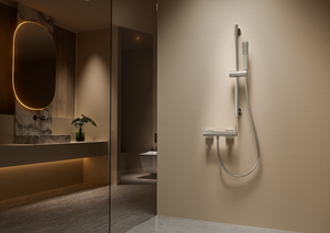 Adur Brushed Nickel Sliding Shower Rail with Hand Shower Holder, view 2