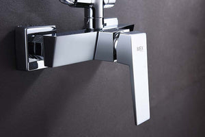 Chrome Single Handle Shower Set Modern Minimalist Design, in a bathroom setting