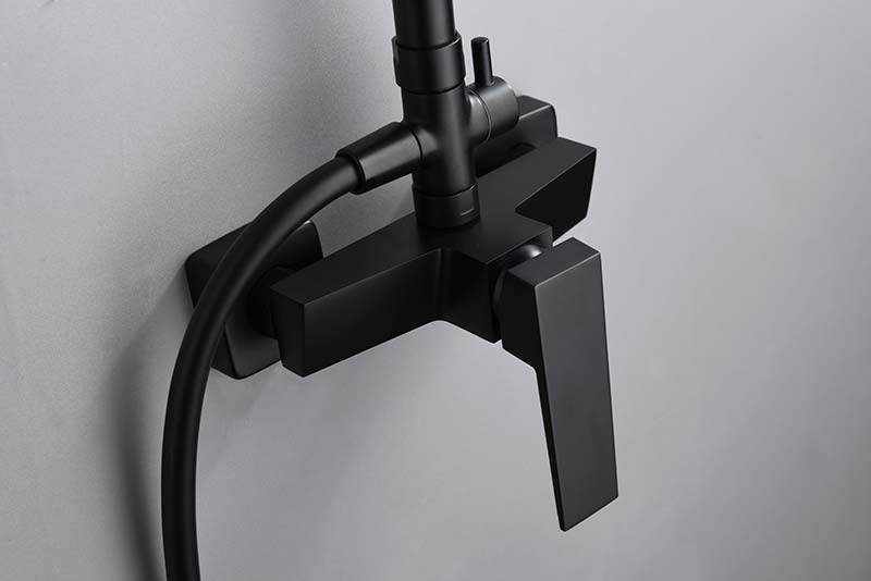 Matte Black Single Handle Shower Set Modern Design, view 6