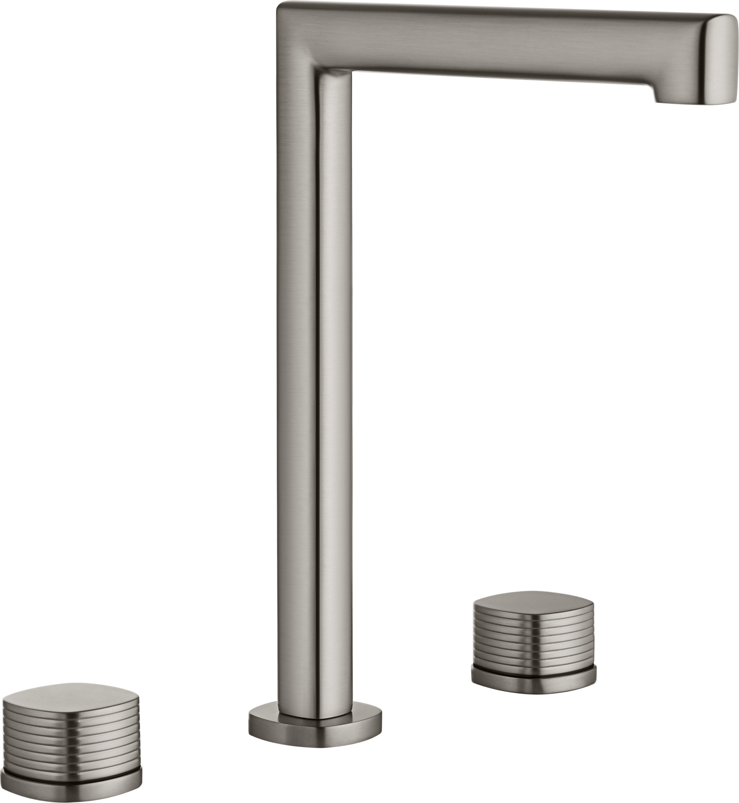 Firenze Brushed Nickel Tall Spout Countertop Two Handle Basin Mixer, main product view