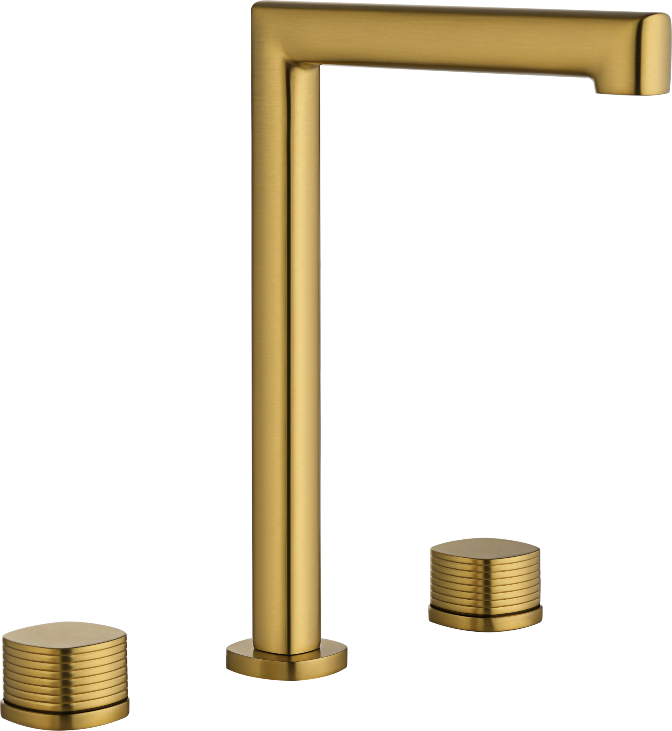 Firenze Brushed Gold Tall Spout Countertop Two Handle Basin Mixer, main product view