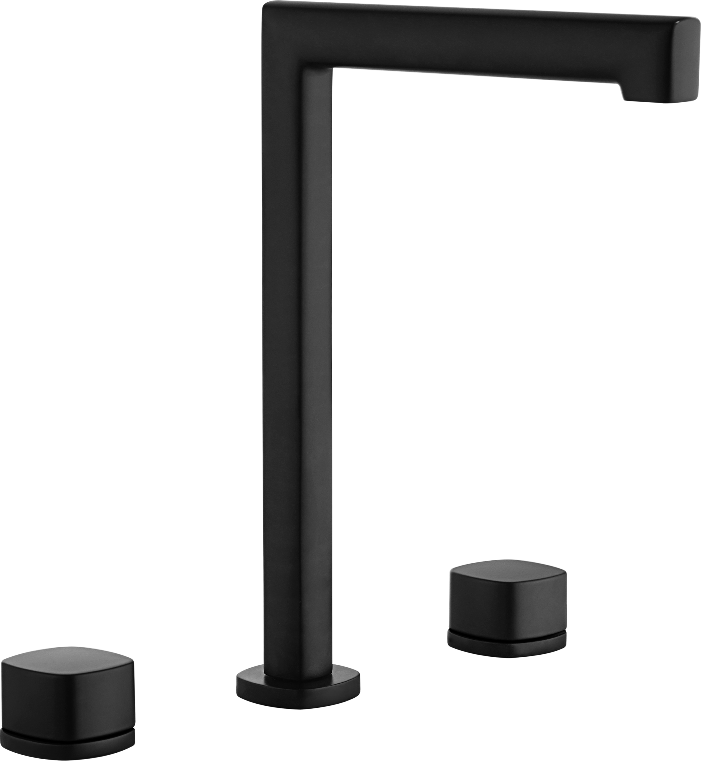 Toscana Matte Black Tall Spout Countertop Two Handle Basin Mixer, main product view