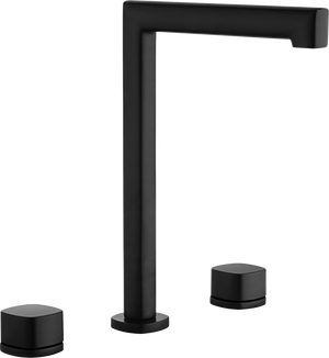 Toscana Matte Black Tall Spout Countertop Two Handle Basin Mixer, main product view