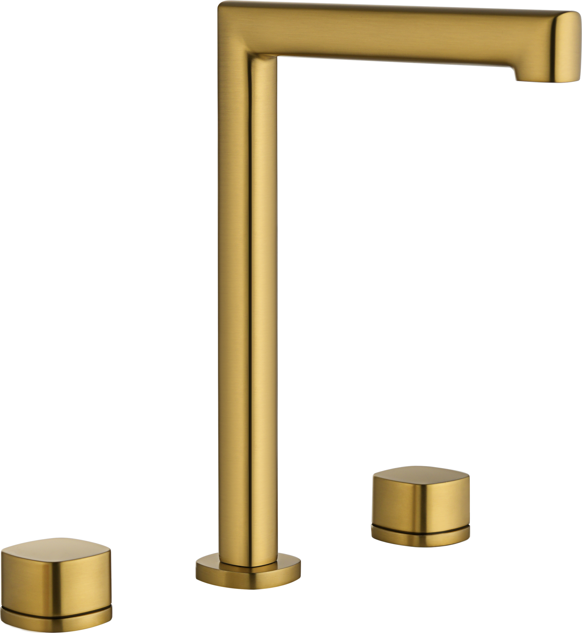 Toscana Brushed Gold Tall Spout Countertop Two Handle Basin Mixer, main product view