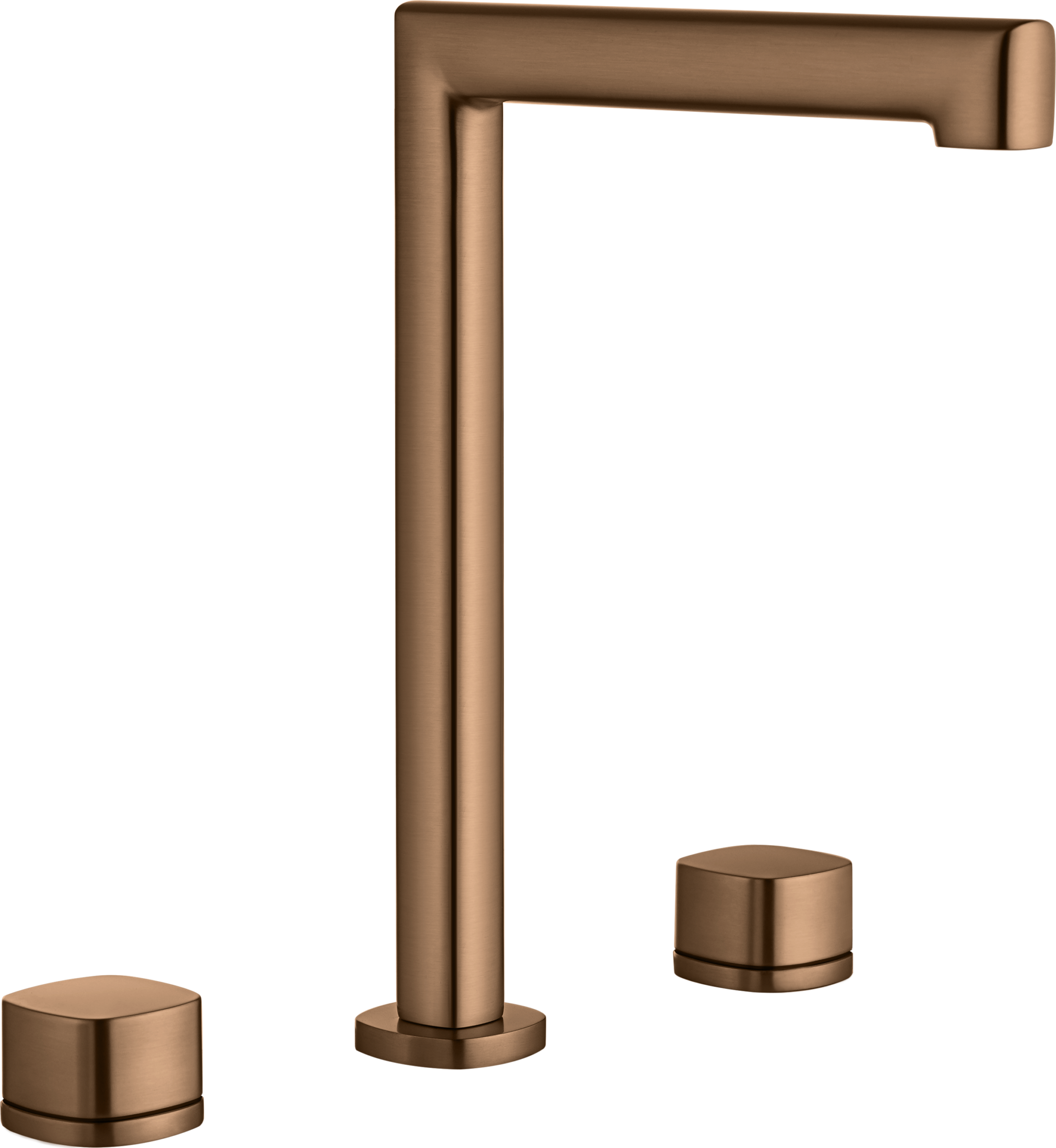 Toscana Brushed Rose Gold Tall Spout Countertop Two Handle Basin Mixer, main product view