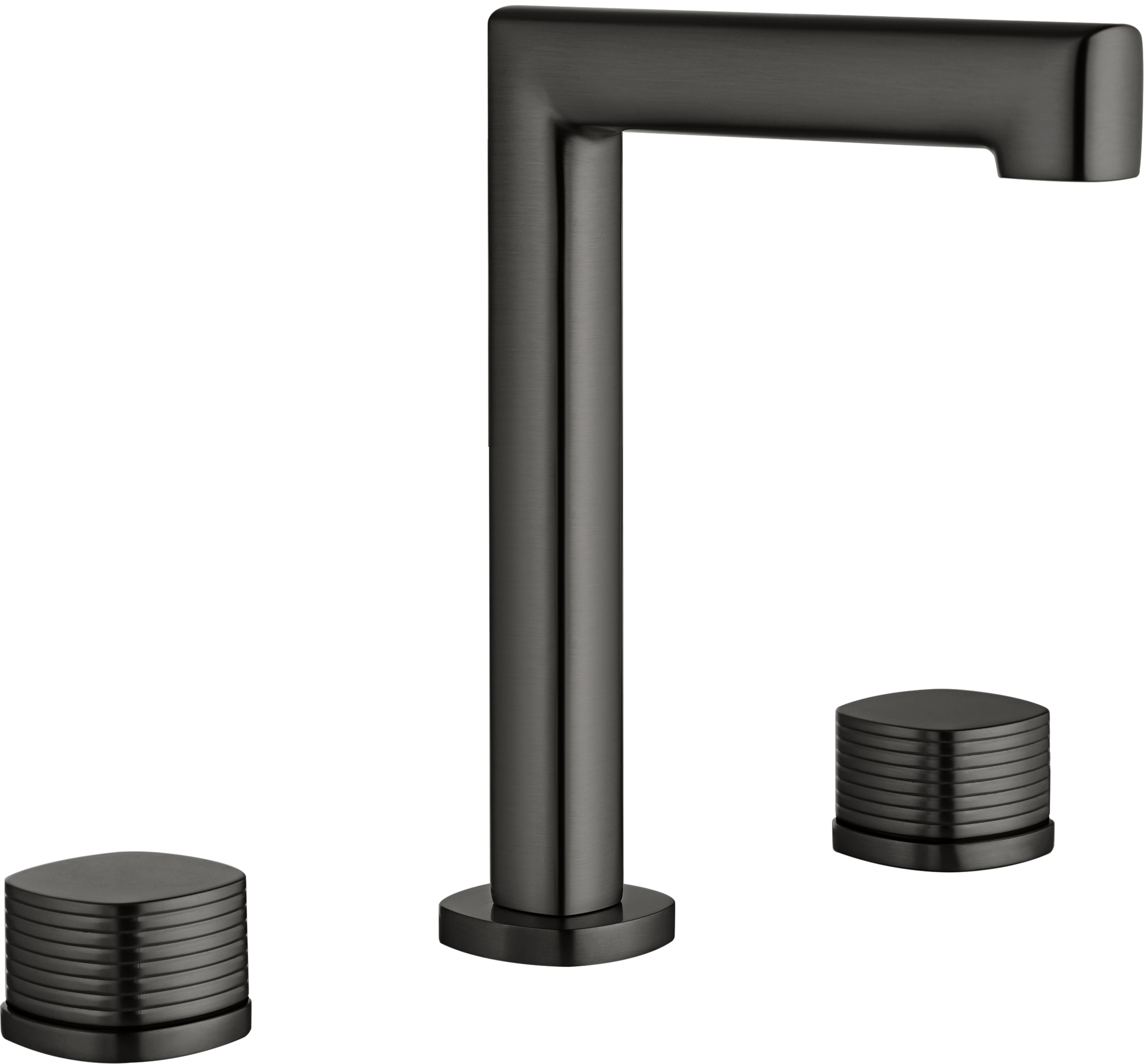 Firenze Black Gun Metal Low Spout Countertop Two Handle Basin Mixer, main product view