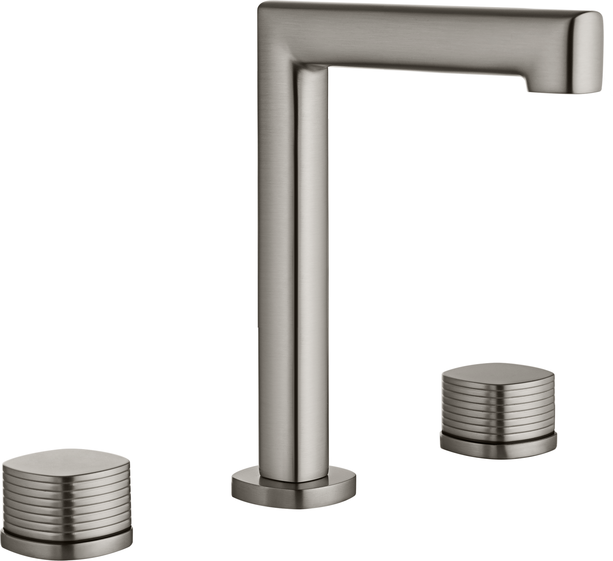Firenze Brushed Nickel Low Spout Countertop Two Handle Basin Mixer, main product view