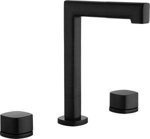 Toscana Matte Black Low Spout Countertop Two Handle Basin Mixer, main product view