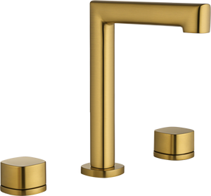 Toscana Brushed Gold Low Spout Countertop Two Handle Basin Mixer, main product view