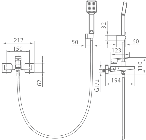 Chrome Single Handle Shower Kit Modern Minimalist Design, view 5