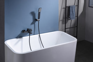Black Gun Metal Single Handle Shower Kit, in a bathroom setting
