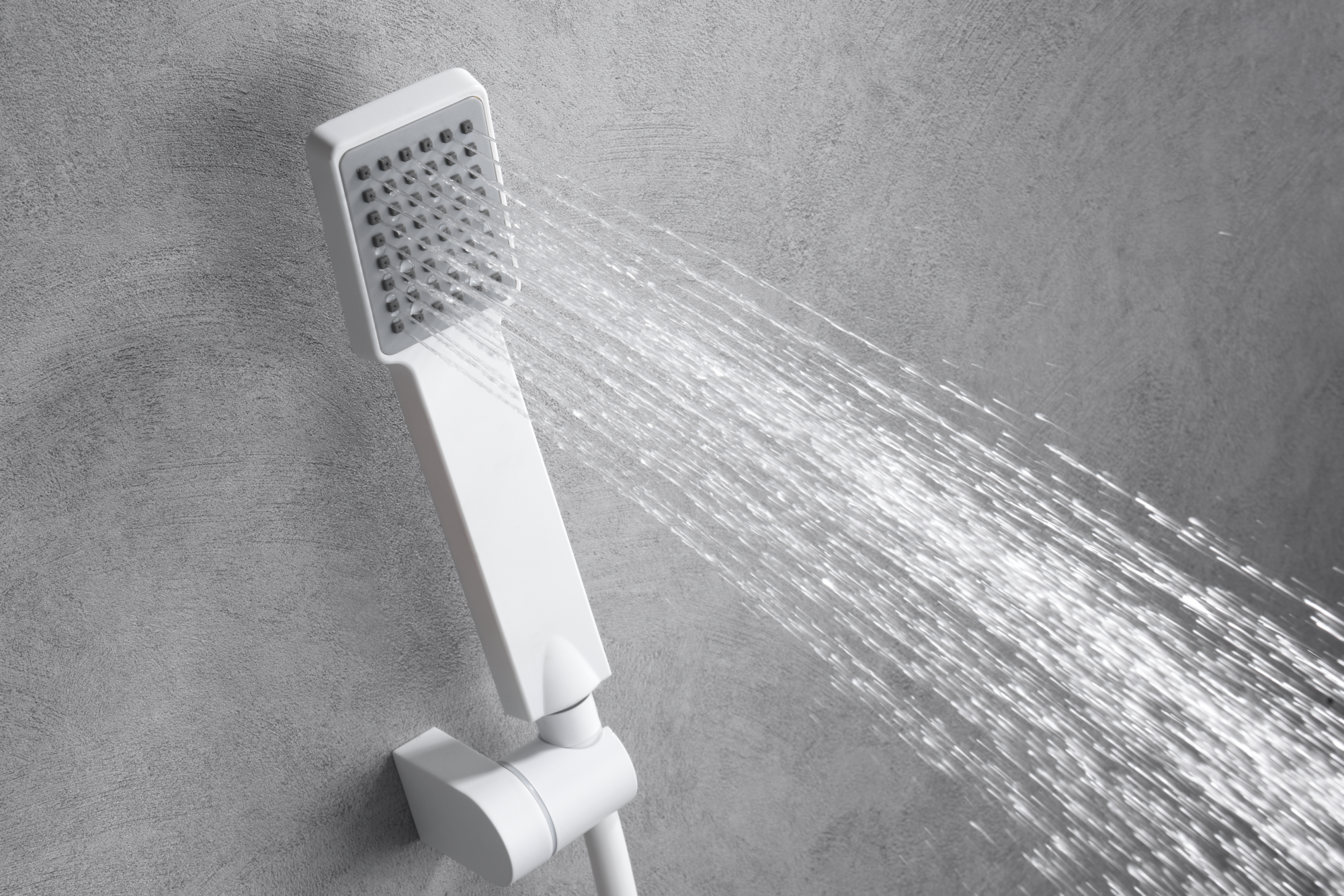 Matte White Single-Lever Shower Kit Modern Design, handle detail