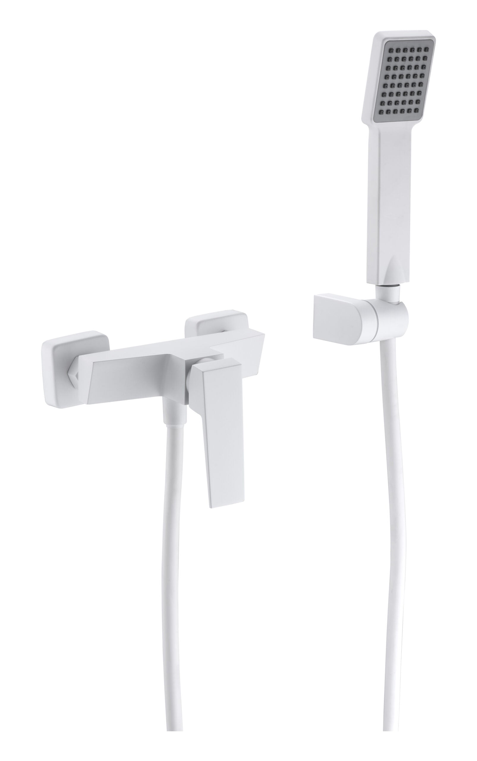 Matte White Single-Lever Shower Kit Modern Design, view 2