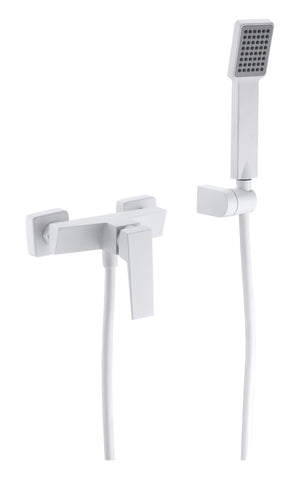 Matte White Single-Lever Shower Kit Modern Design, view 2