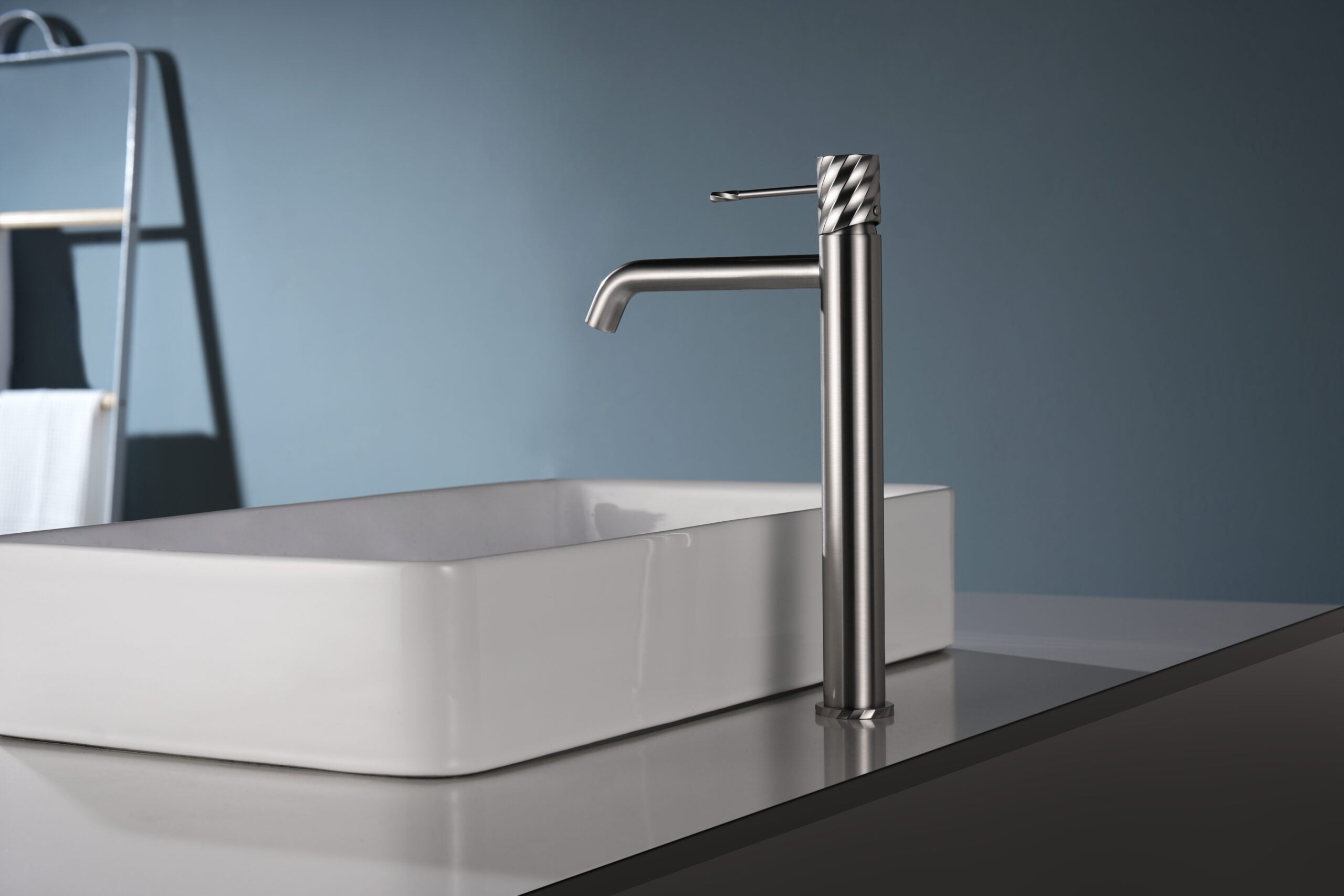 Bless Brushed Nickel Tall Single Lever Basin Mixer, view 2