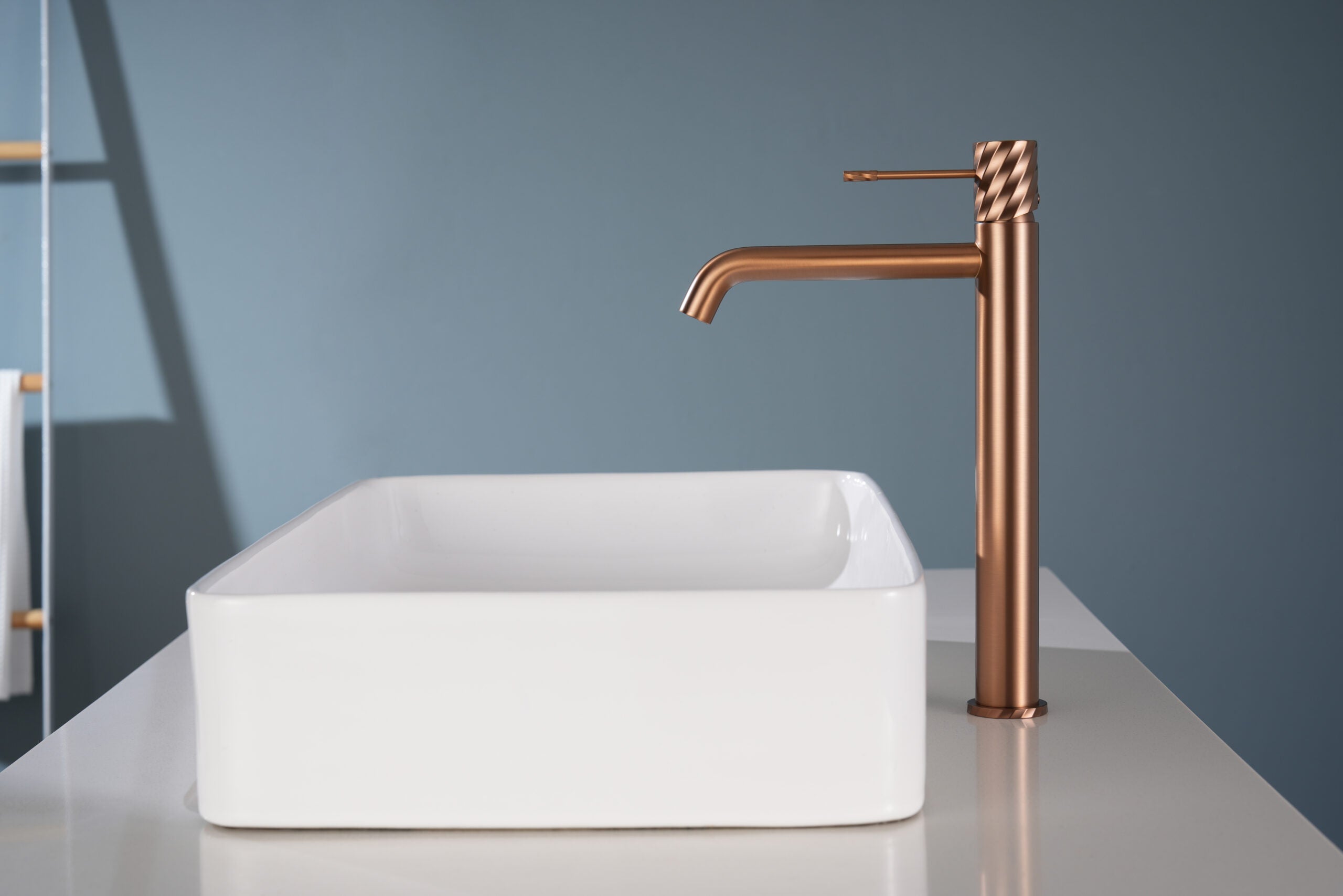 Bless Brushed Rose Gold Tall Single Lever Basin Mixer, view 2