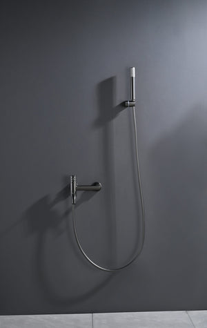Bless Black Gun Metal Single Lever Bath and Shower Kit, in a bathroom setting