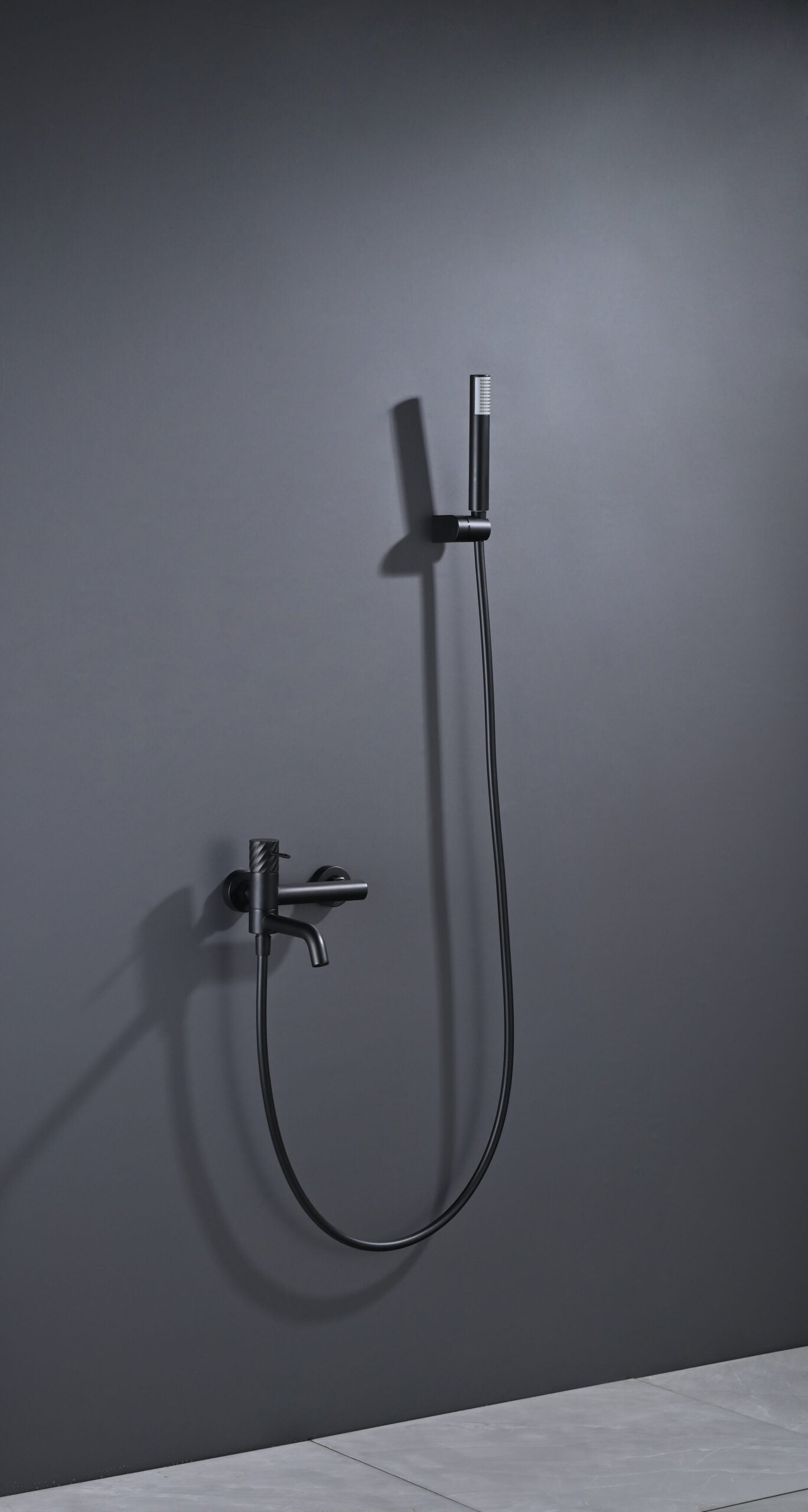 Bless Black Gun Metal Single Lever Bath and Shower Kit, in a bathroom setting