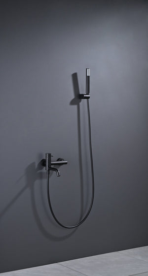 Bless Black Gun Metal Single Lever Bath and Shower Kit, in a bathroom setting