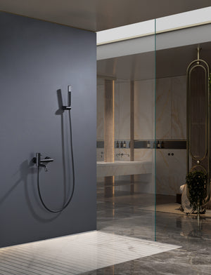 Bless Matte Black Single Lever Bath and Shower Kit, in a bathroom setting