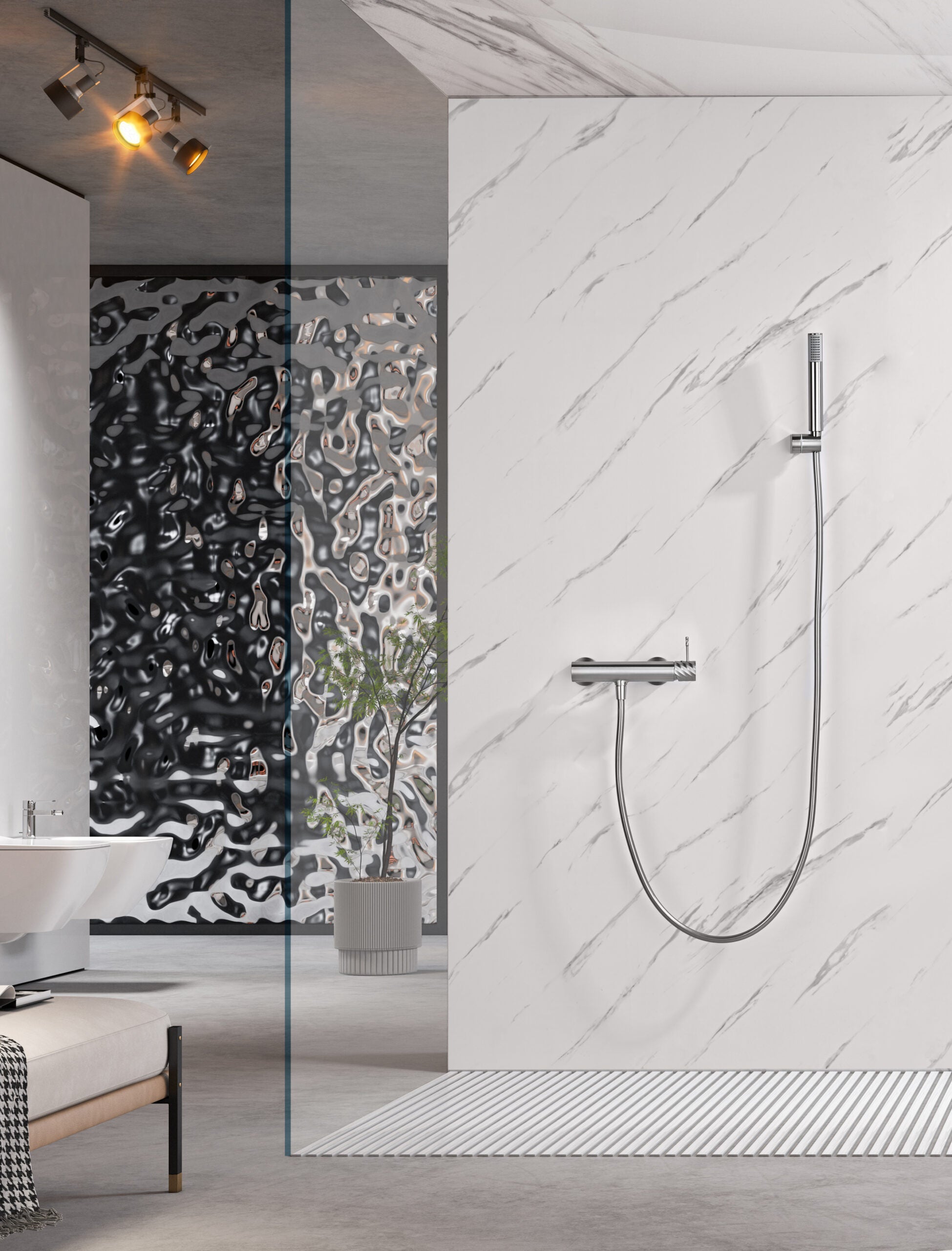 Bless Brushed Nickel Single Lever Shower Kit, view 3