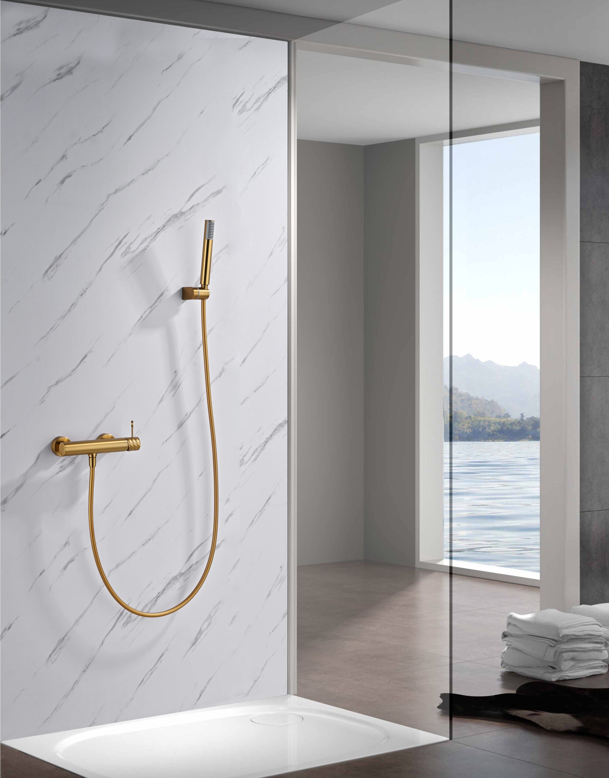 Bless Brushed Gold Single Lever Shower Kit, view 3