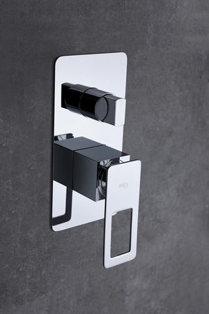 Chrome Single Handle Recessed Shower Set Sweden Series, detail view