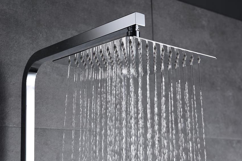 Chrome Single Lever Shower Set Modern Design, detail view