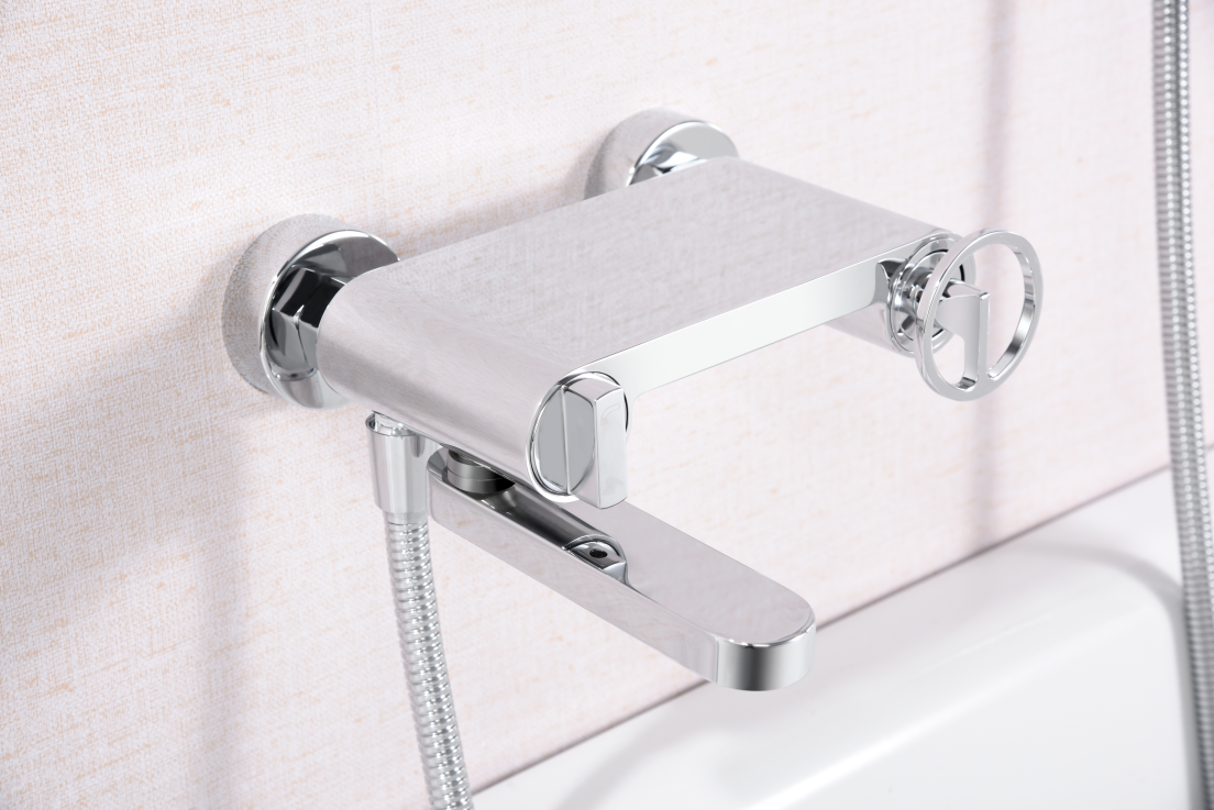 Chrome Single-Lever Shower Kit Modern Bathroom Faucet, mixer detail