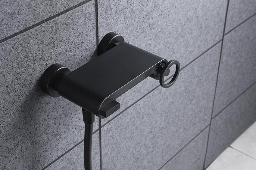 Matte Black Single Handle Shower Kit Modern Design, view 3