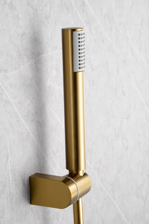 Brushed Gold Single Handle Shower Kit Modern Design, handle detail