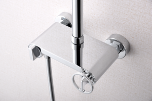Chrome Single Handle Shower Set Modern Minimalist Design, mixer detail