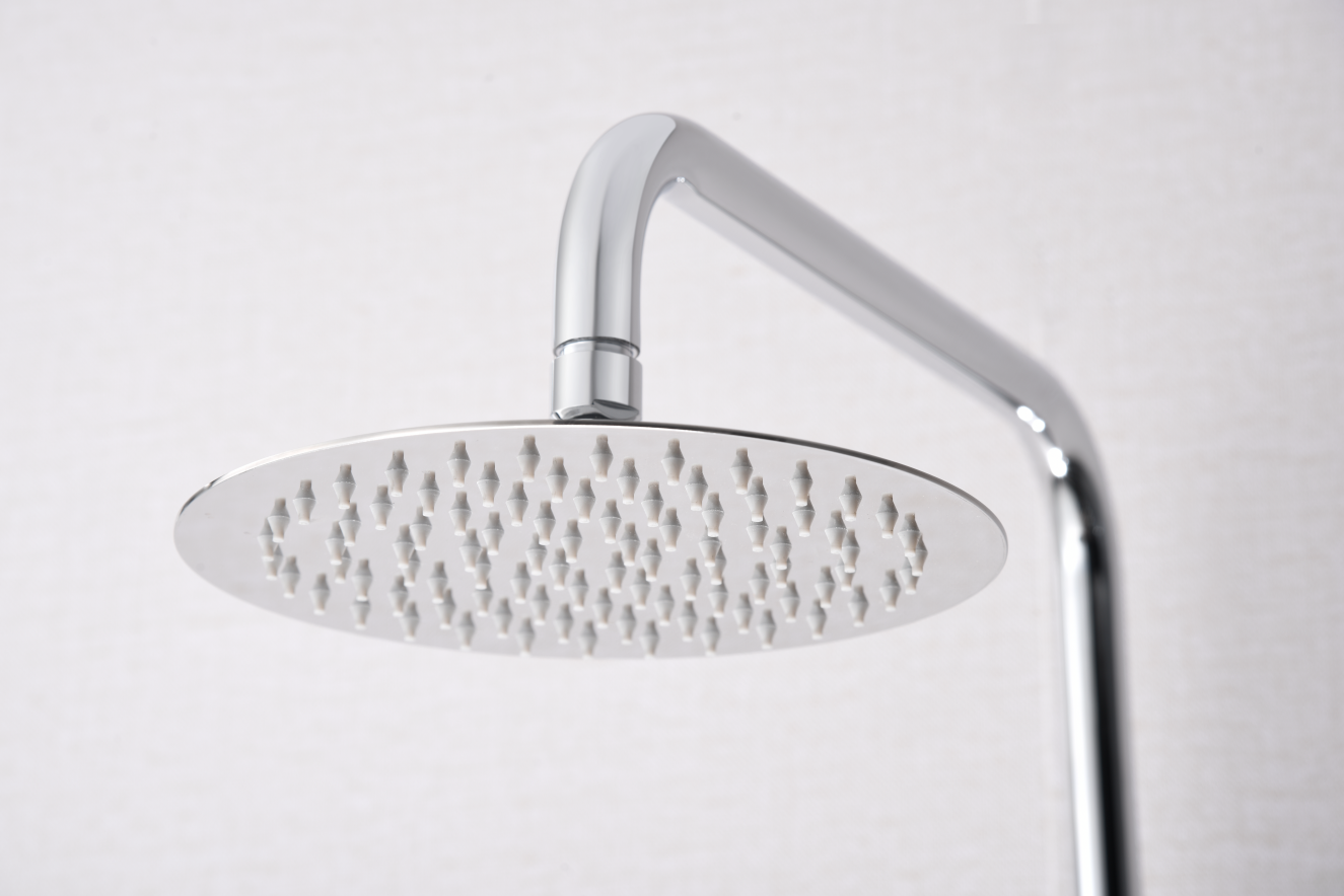 Chrome Single Handle Shower Set Modern Minimalist Design, rain head detail