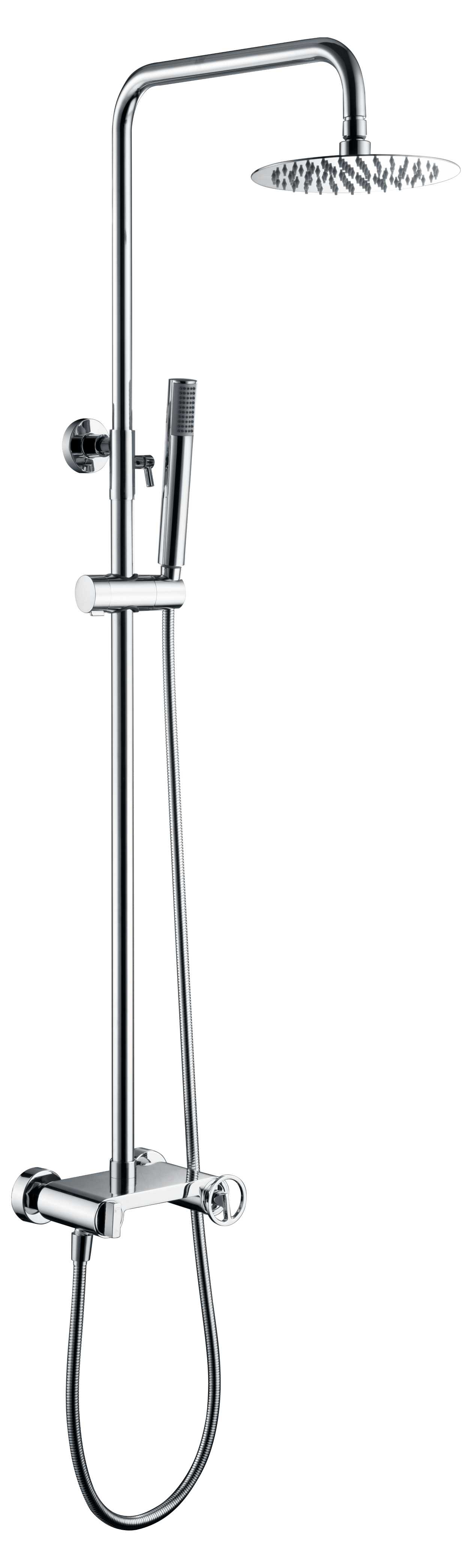Chrome Single Handle Shower Set Modern Minimalist Design, view 2