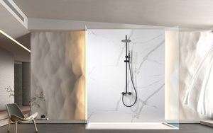 Matte Black Single Handle Shower Set Modern Design, in a bathroom setting