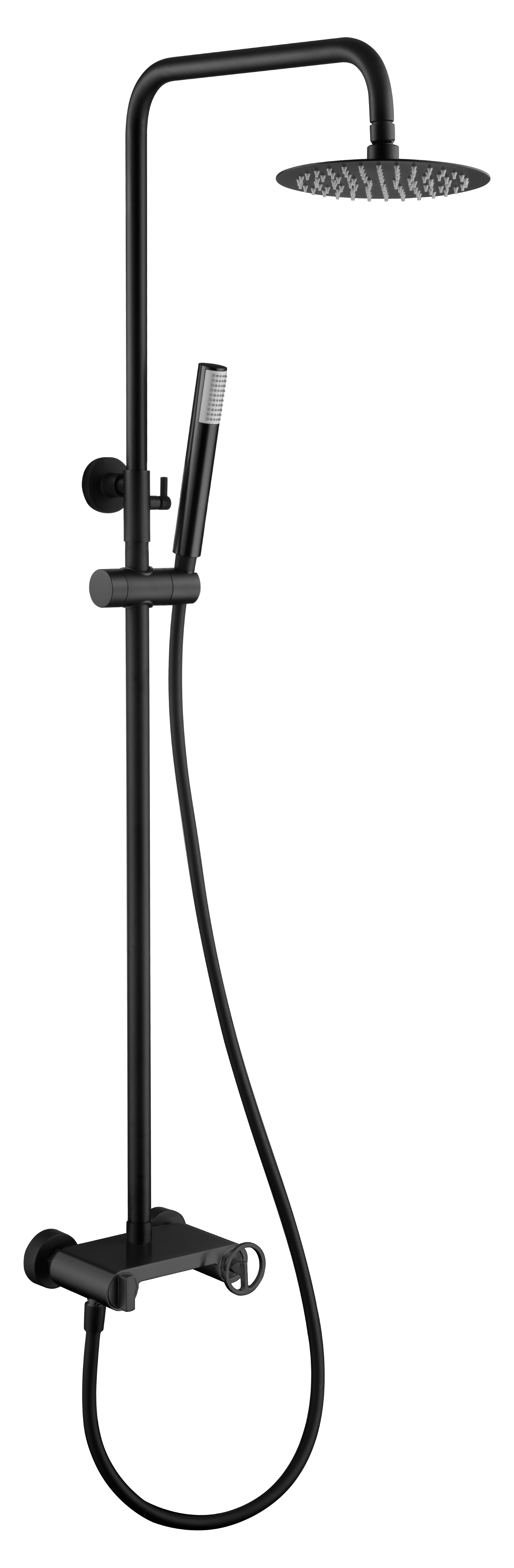 Matte Black Single Handle Shower Set Modern Design, view 2