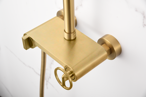 Brushed Gold Single Handle Shower Set Modern Bathroom, mixer detail