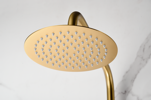 Brushed Gold Single Handle Shower Set Modern Bathroom, rain head detail