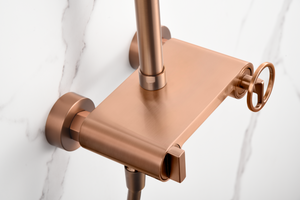 Brushed Rose Gold Single Handle Shower Set, mixer detail