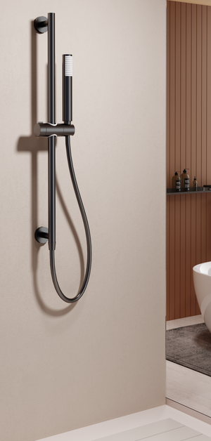 Adur Brushed Nickel Sliding Shower Rail with Water Outlet, view 4