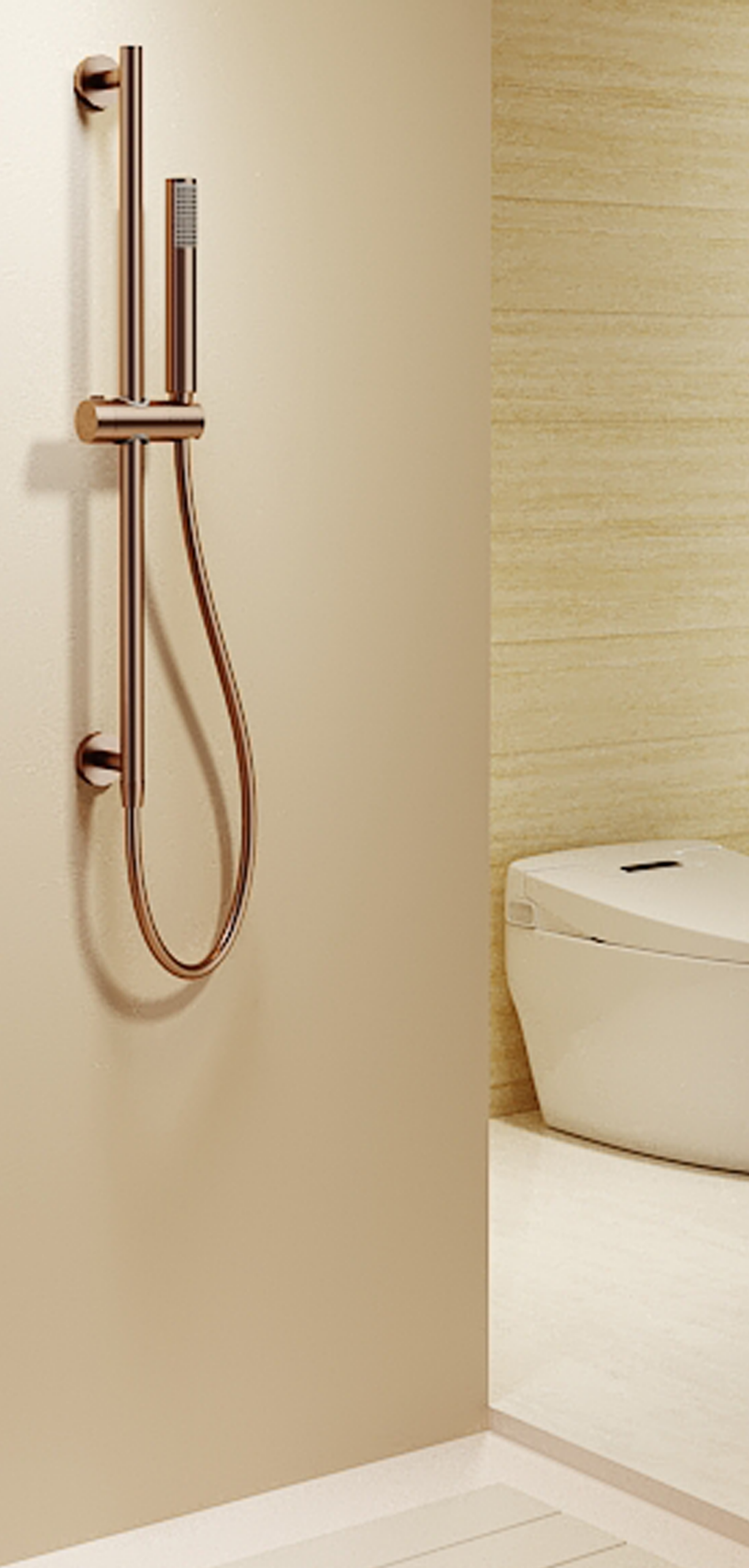 Adur Brushed Nickel Sliding Shower Rail with Water Outlet, view 3