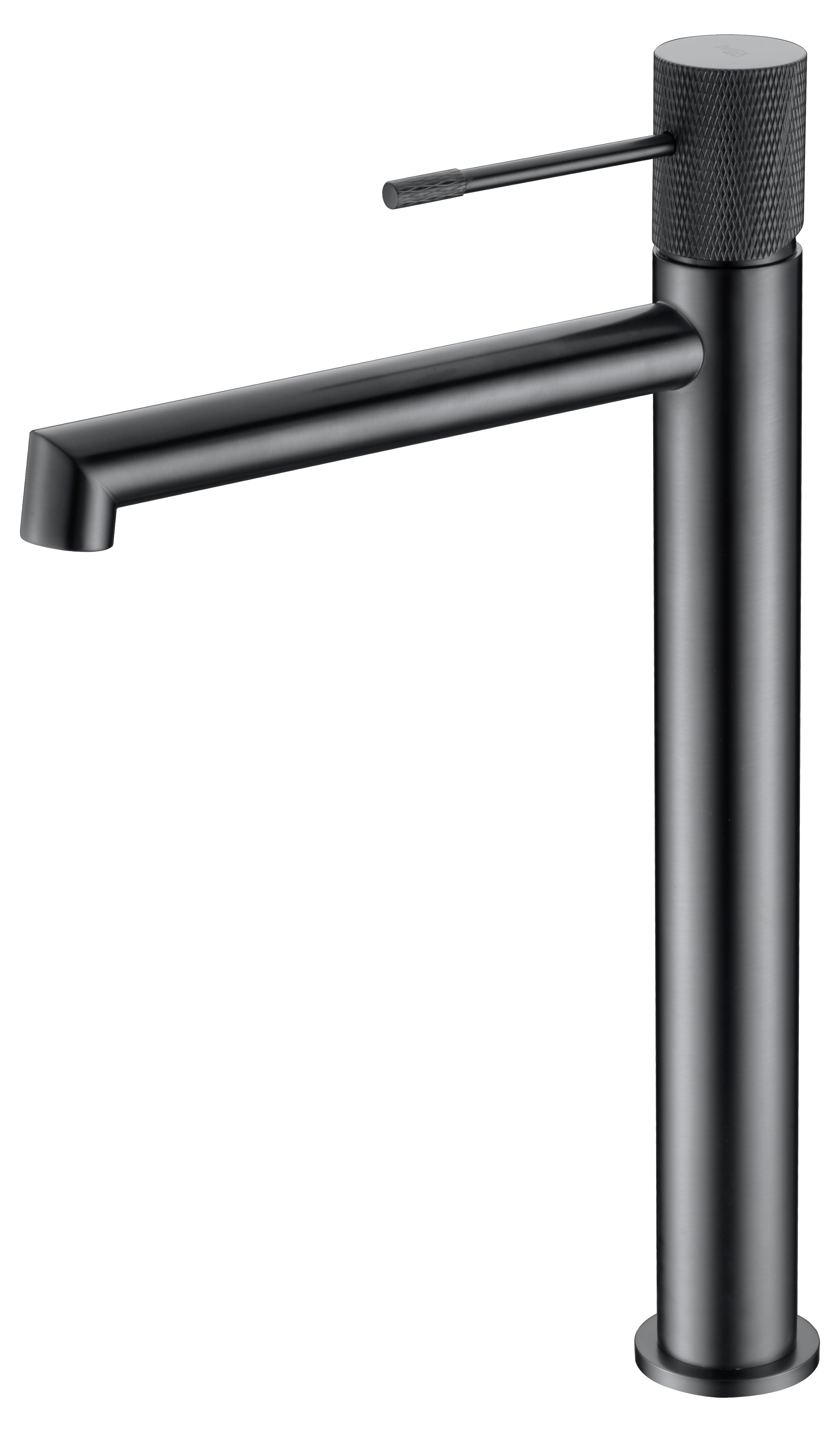 Monomando Lavabo Línea Alto Negro Goma Metal