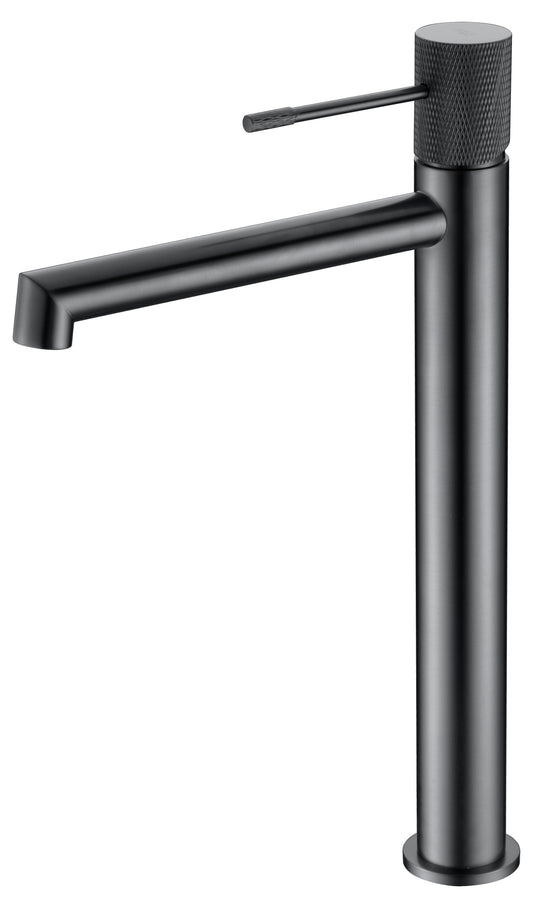 Monomando Lavabo Línea Alto Negro Goma Metal