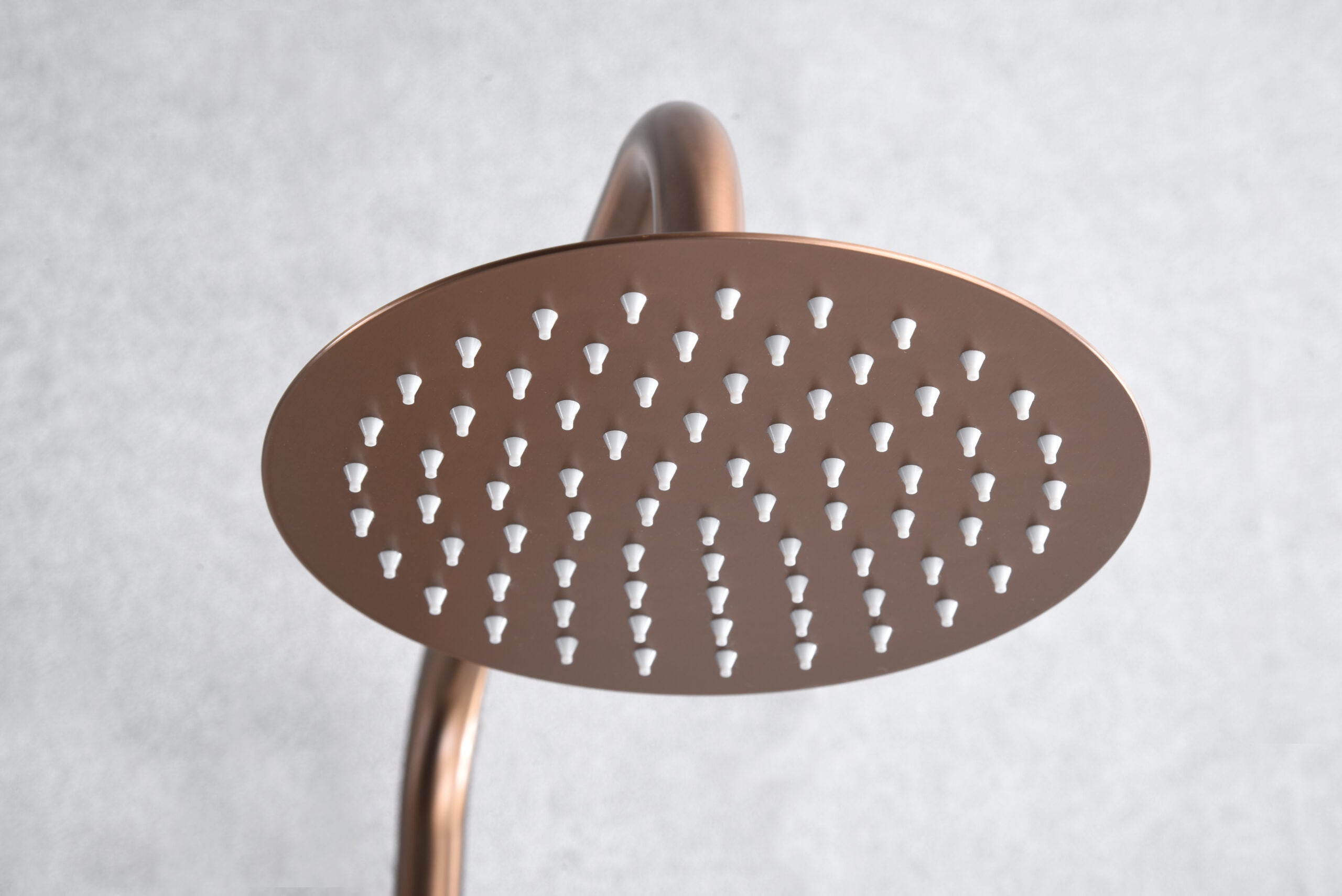 Brushed Rose Gold Single Handle Shower Set, rain head detail