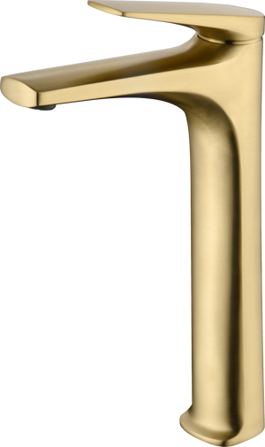 Delos Brushed Gold Tall Basin Mixer Faucet, view 2