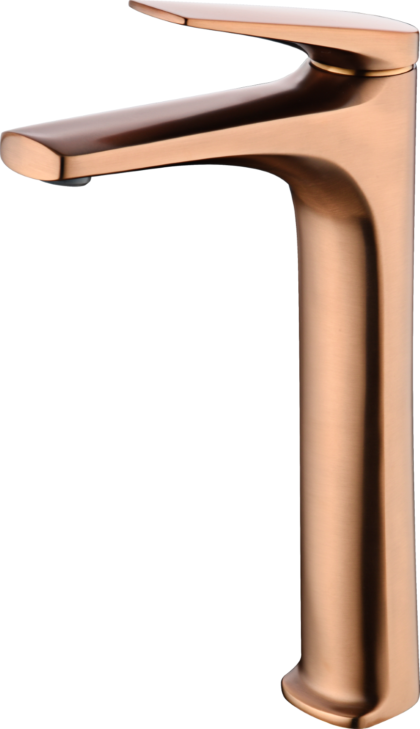 Delos Tall Basin Mixer Brushed Rose Gold Faucet, view 2